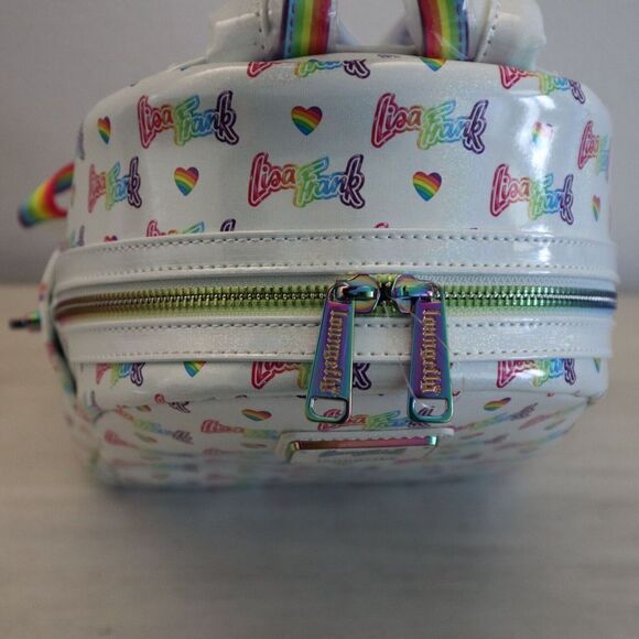 Loungefly Lisa Frank Logo Heart Detachable Rainbow Bag Mini Backpack - Picture 8 of 16